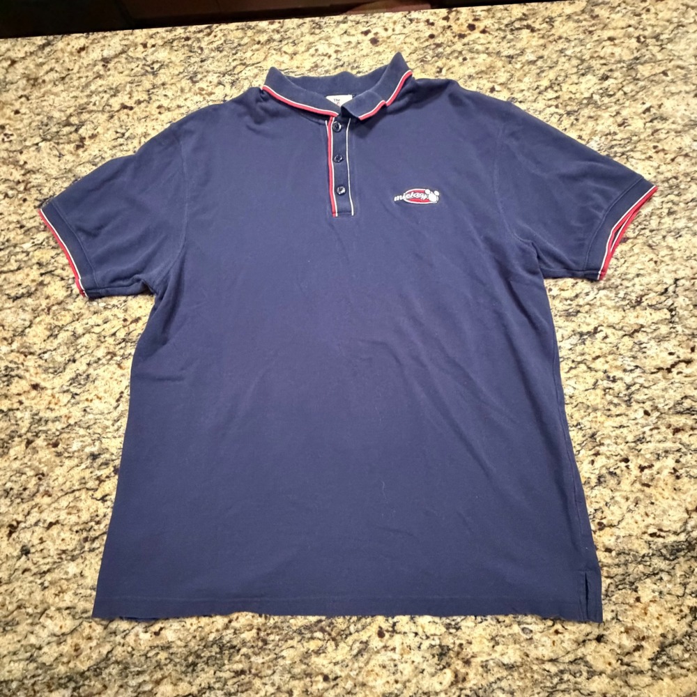 Vintage Disney Store Mens Mickey Mouse Polo Shirt Navy Blue XL Short Sleeve